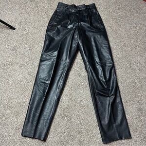 Black Faux Leather Straight-Leg Pants
